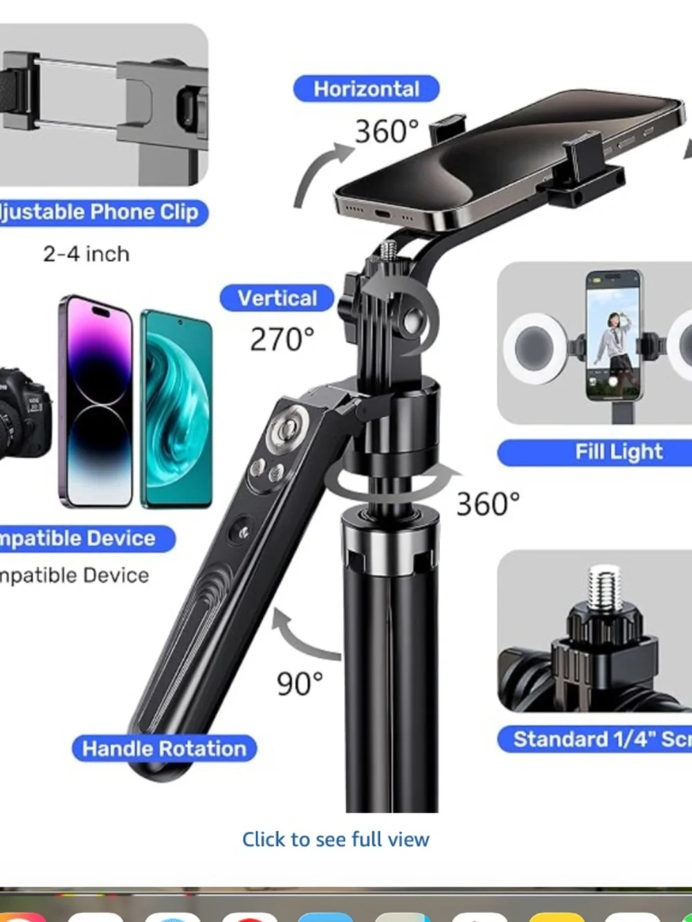 NWT Selfie Stick Tripod with Remote and Ring Lights